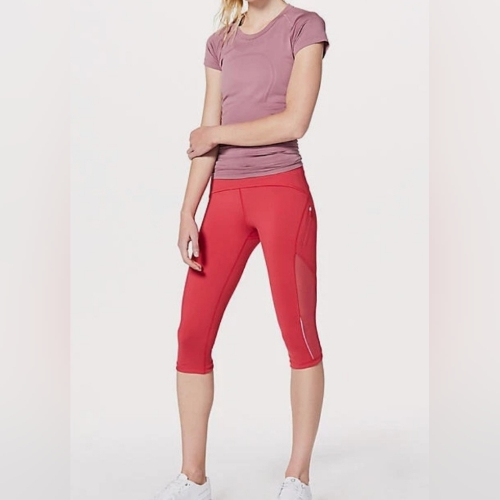 Lululemon Sun Runner Crop Leggings Coral Women's Size 6